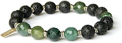 LoveprayHeart Chakra, Moss Agate and Lava Aromatherapy Bracelet