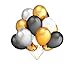 TeePolly 120PCS Gold Black White and Silver Latex Balloons Premium 12'' Gold Black White Silver Birthday Party Balloons Baby Shower Bridal Shower Graduation Party Balloons Decorations