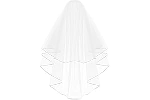 ECHODONE Echodo Bridal Wedding Veil White Double Ribbon Edge Center Cascade Bridal Veil with Comb Wedding Accessories