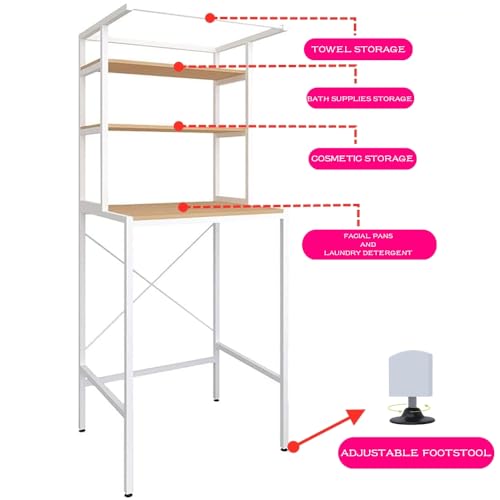 Beauenty Bathroom Space Saver,The Drum Washing Machine Storage Rack,Laundry Room Organization,Bathroom Corner Stand Storage Organizer Accessories,Bathroom Toilet Tower Shelf Space Saver(3levels,White)