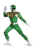 Disguise Sabans Mighty Morphin Power Rangers Green Ranger Classic Muscle Mens Adult Costume, Green/White, X-Large/42-46