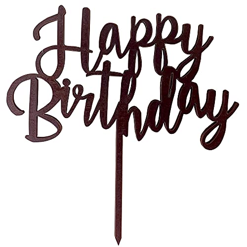 regalo ケーキトッパー 誕生日 木製 ケーキ飾り ピック (Happy Birthday・ダーク)商品画像