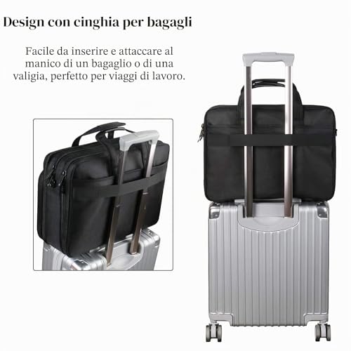 17 Inch Laptop Bag, Large Work Briefcase for Men Women Waterproof Shoulder Bag Shoulder Bag, Expandable Multifunction Computer Bag for Laptop Tablet Notebook, Black