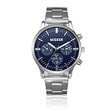 Start Men's Chic Stainless Steel Band Wrist Watch Adjustable pin buckle Watches Bracelet (Blue)