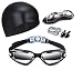 Hurdilen Swim Goggles, Swimming Goggles Anti-Fog UV Protection Coated Lens No Leaking with Nose Clip, Earplugs, Case for Men Women Adult Youth Kids (Black(with Cap))