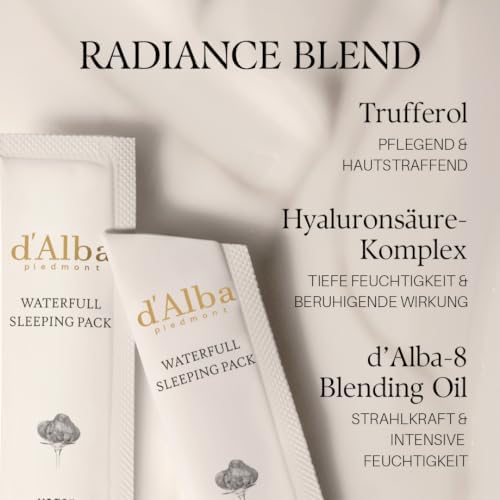 d'alba Italienisches White Truffle Waterfull Vegan Sleeping Pack 12 Stück, nicht abwaschbare Nachtserummaske