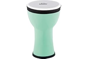 Nino Percussion Kids' Djembe, 100% Synthetic Pre-Tuned, Compact Size-NOT Made in China-Sea Foam Green Finish, for Classroom Music or Playing at Home, 2-Year Warranty (NINO-EMDJ-SF)
