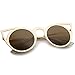 Womens Fashion Round Metal Cut-Out Flash Mirror Lens Cat Eye Sunglasses (Gold/Brown)