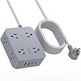 Surge Protector Power Strip 10 Ft Cord, Extension Cord with Multiple Oulets, 8 AC Outlets 4 USB (2 USB C) Ports, Flat Plug, Wall Mount Desk USB Charging Station for Home