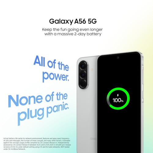 Samsung Galaxy A56 5G Smartphone, Awesome Intelligence, 8GB RAM, 256GB Memory Storage, 50MP Camera, Awesome Graphite, 3 Year Samsung Extended Warranty (UK Version)