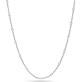 LeCalla Italian 925 Sterling Silver Bead Chain Station Necklace | Ball Bead Station Singapore Cable Chain Necklace for Teen and Women 16, 18, 20, 24, 26, 30 Inches