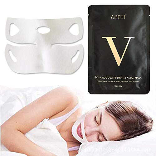 9Pcs 4D Double V Line Shaped Slimming Contour Face Mask Rosa Rugosa