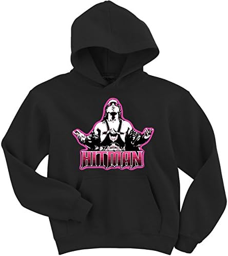 Shedd Shirts Black Bret Hart WWF Hooded Sweatshirt