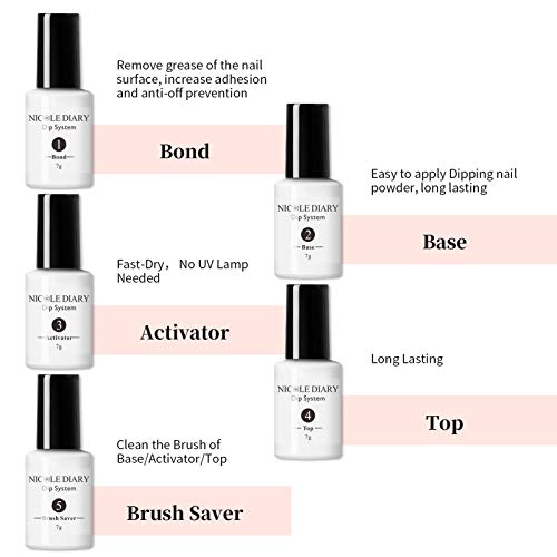 NICOLE DIARY Dip Powder Nail Kit Starter 10 Colors Red Black Glitter