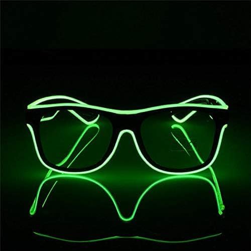 Gizelle® Neon El Wire LED Light Up Eyeglasses Eyewear For Nightclub Wild Party Halloween Crazy Parties Rave Party Clear With LED (Green)-