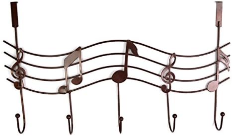 PeachFYE Clothes Coat hat key hanging hook, Over The Door Music Hanger Iron Metal Hook Clothes Multipurpose Hanging for Home Office (Brown)