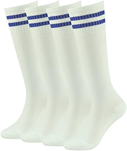 Boys Football School Socks Knee Tube Lucky Commerce Unisex Childreen Basketball Socks 4 Pairs White