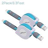 Minlu 2 Pack  2-in-1 Retractable Lightning Micro USB Charging Sync Cables for  Iphone, Ipad, Ipod Touch/Nano, Android, Samsung /HTC/Blackberry/ Motorola/Sony/LG,3feet