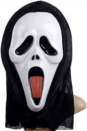 Oufeisha Holloween Ghost Mask Screaming Costume Party Mask with Red Tongue