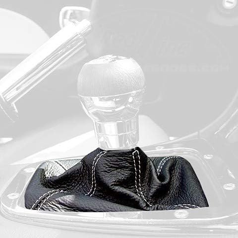 RedlineGoods Shift Boot Compatible with Mazda Miata NB 1998-05. Black Leather-Red Thread