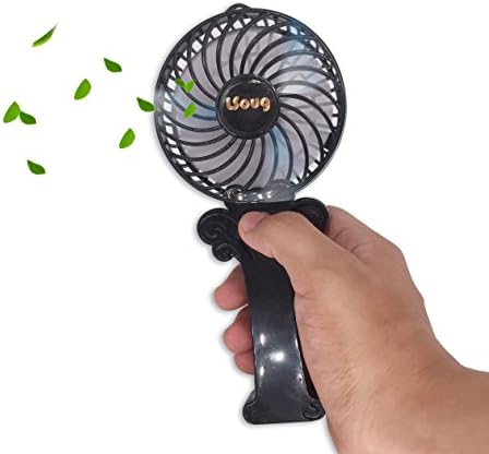 LSoug Rechargeable Fan Mini Handheld USB Personal Cooling Black 3 Speeds Camping Tent Dorm Office