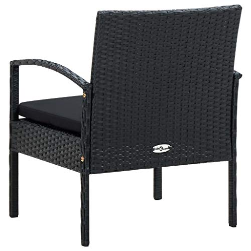 vidaXL Gartenstuhl mit Kissen Gartensessel Gartenmöbel Rattanstuhl Stuhl Sessel Rattansessel Balkonstuhl Terrassenstuhl Essstuhl Poly Rattan Schwarz – Bild 6