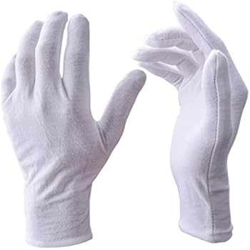 White Gloves, Zealor 12 Pairs Soft Cotton Gloves, Coin Jewelry Silver Inspection Gloves, Stretchable Lining Glove, Large Size