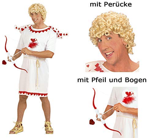 Scherzwelt Kostümset Cupid - Amor Gr. S bis XL - Glücksbote Amorkostüm Set mit Perücke + Pfeil (Small)