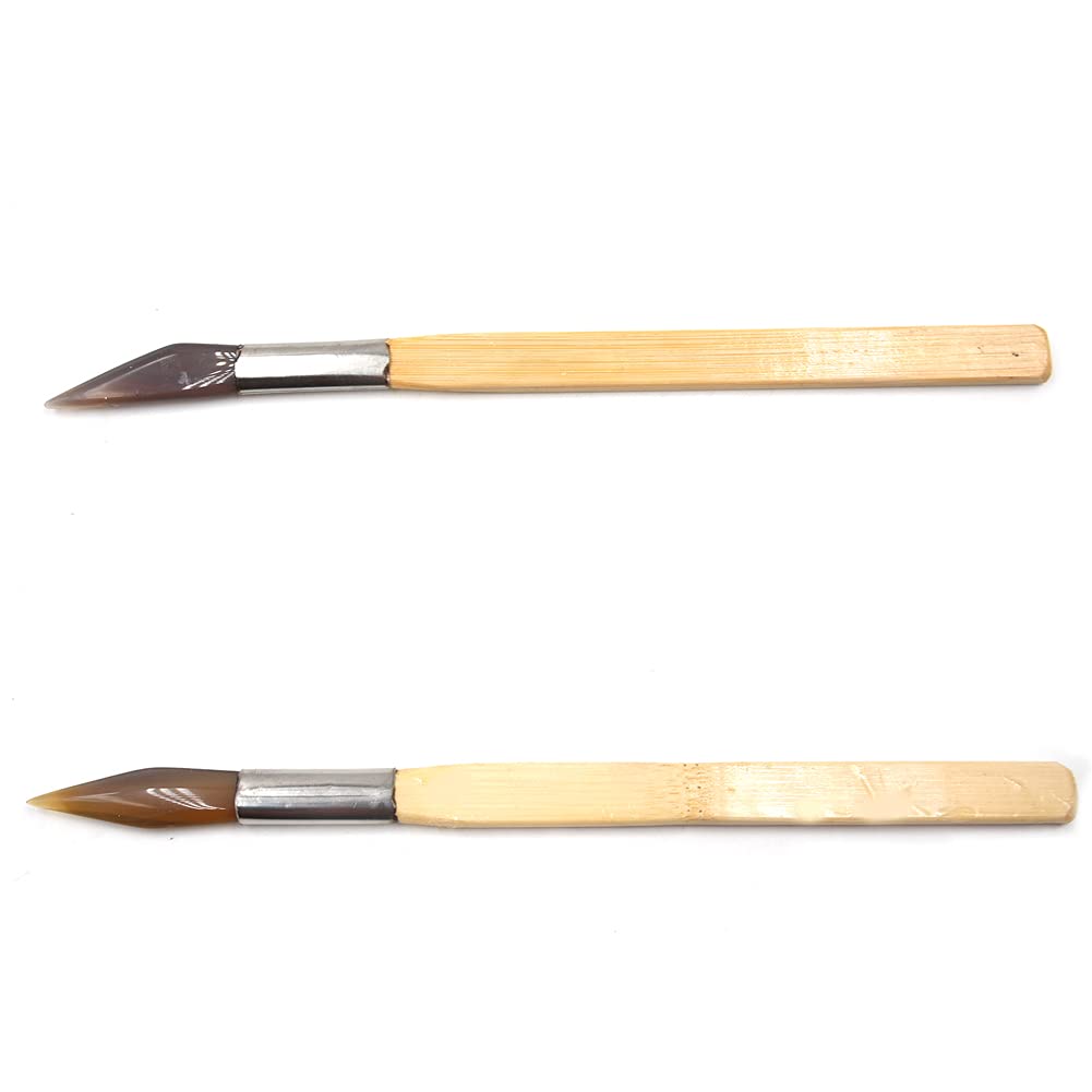 Chiloskit 2PCS Agate Polishing Burnisher Agate Knife Gold Silver Jewellery Clay Craft Jewellers Tool