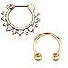 BodyJ4You Septum Rose Goldtone Horseshoe 16 Gauge Circular Barbell 2 Pieces