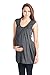 LaClef Cap Sleeve Scoop Neck Front Pleated Ruched Maternity Nursing Tunic (Large, Charcoal)