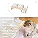 ViviPet Cat Dining Table - 15° Tilted Platform Pet Feeder_ Solid Pine Stand with Ceramic Bowls – Elevated Cat Feeder Raised Cat Bowl Mykonos Collection (Wood Stand, White Bowls)