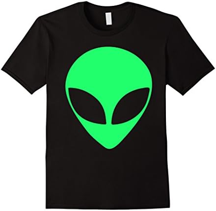 Men's Green Alien Head - UFO Funny T Shirt Medium Black