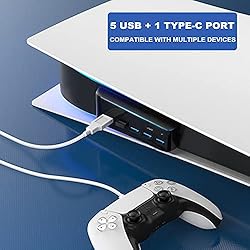 5 Port USB Hub for PS5, Megadream High-Speed