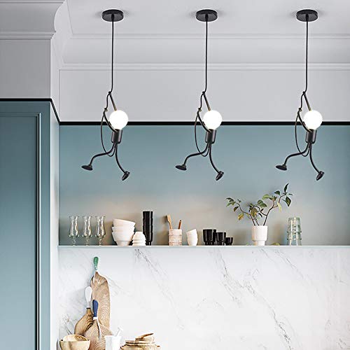 Industrial Metal Pendant Light, Creative Cartoon Ceiling Light Fixture, Indoor Hanging Lamp, Modern Minimalist Lamps for Bedrooms Loft Study Restaurant Entryway Foyer, E27, Bulb not Included - Thumbnail 5