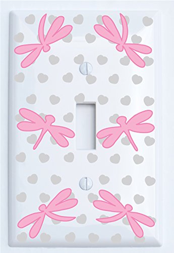 Pink Dragonfly Switch Plate Covers / Dragonfly Nursery Wall Decor (Single Toggle)