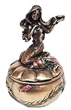 ARIEL LITTLE MERMAID MAIDEN SIREN OF THE SEA ROUND JEWELRY BOX FIGURINE STATUE