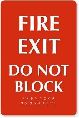 Fire Exit Do Not Block (Tactile Touch Braille) Sign, 9" x 6"