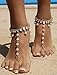 Bellady 1 Pair Pearl Barefoot Foot Jewelry Anklet for Sandals& Beach Wedding,Golden