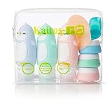 KAIROS-GO 10-In-1 Kids Travel Toiletry Set -TSA Approved Travel Bottles Kit For Children | Adorable Penguin Silicone Squeeze Liquid Bottles & Cream Jars | Clear Leakproof