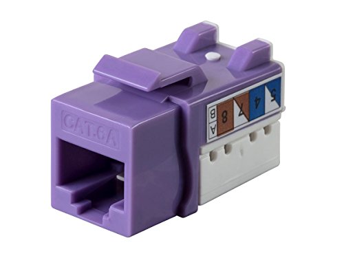 Monoprice Cat6A 90 Degree Unshielded Punch Down Keystone Jack, Dual Type IDC, 25 Pack, Purple