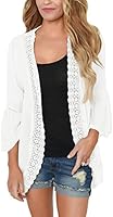 PRETTODAY Women's Summer Kimono Cardigans Ruffle Bell Sleeve Sweaters Lace Cover Up Loose Blouse Tops