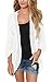 PRETTODAY Women's Lace Chiffon Cardigan Loose Kimono Blouse Top (Large, White)
