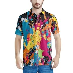HUGS IDEA Rainbow Splatter Paint Top Shirts for Men