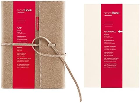 SenseBook Flap 6x8 Ruled Genuine Leather Journal Plus Ruled Lines Flap Refill (Bundle 2 Items)