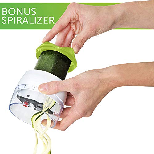 Adjustable Mandoline Slicer with Spiralizer Vegetable Slicer - Green Veggie Slicer Mandoline Food Slicer with Julienne Grater - V Slicer Mandoline Cutter Vegetable Cutter Zoodle Maker by Prep Naturals