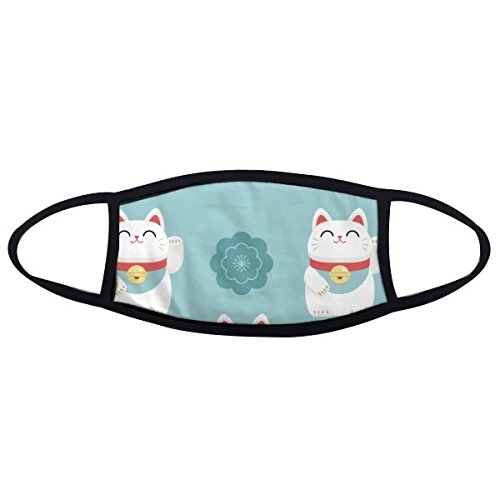 Japan Culture Cute Japanese Style White Lucky Cats Sakura Repeat Totem Illustration Pattern Face Anti-dust Mask Anti Cold Maske