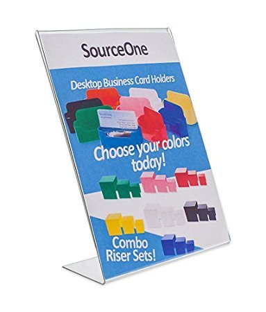 SOURCEONE.ORG Deluxe 11 Wide x 17 Tall Slant Back Clear Thick Acrylic Sign Holder - Brochure Holder (5 Pack)