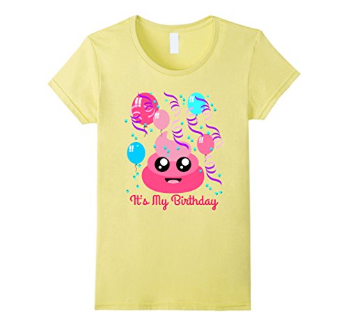 Womens Pink Poop Emoji Poo Smiley Face Emoticon Birthday Shirt Small Lemon