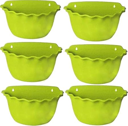 ANTIER Plastic Wall Mounted Balcony Planter Pots (Pack of 6, Plastic) Conatiner Set